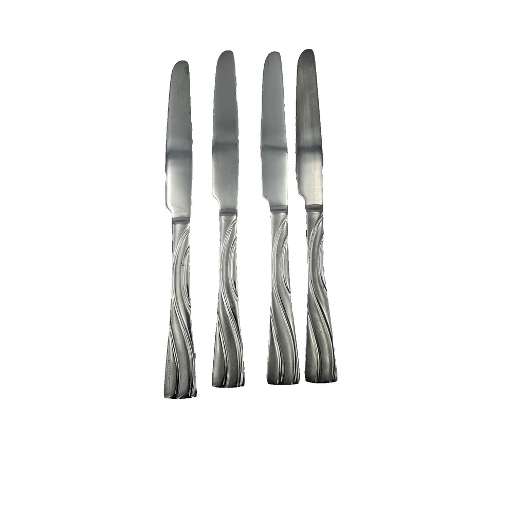 Oneida Stainless Flatware Flight Pattern‎ 4 Dinner Knives 9" Modern Swirl